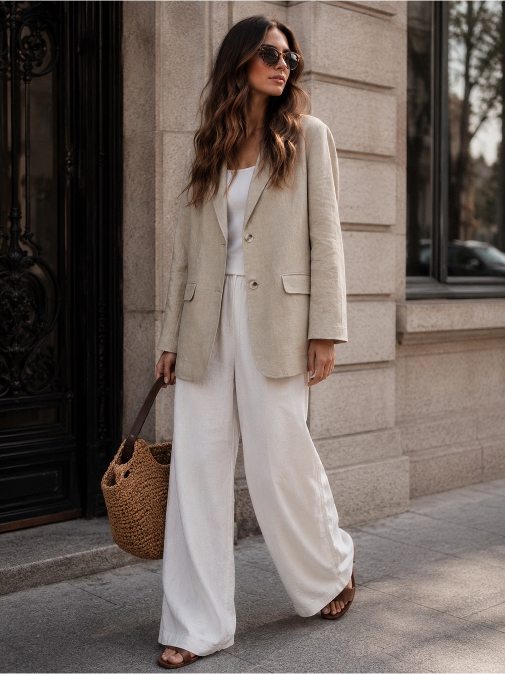 ZARA 100% linen straight cut blazer